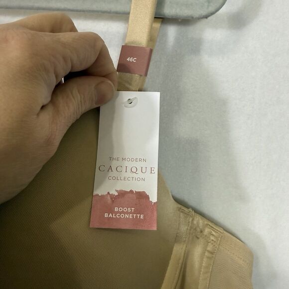 NEW Cacique Lane Bryant Nude Cafe Mocha Boost Underwire Balconette Bra Size 46C - Picture 3 of 9